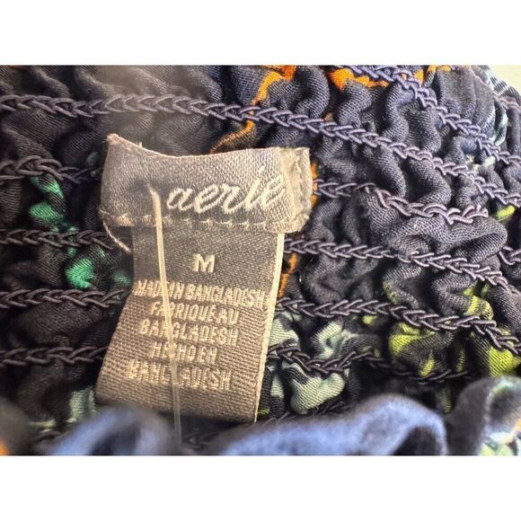 Aerie Navy Floral High-Waisted Palazzo Lounge Pants - Size M EUC Satin Feel - Picture 6 of 11